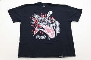 Stay Cold Apparel Black Graphic T-Shirt with Animal and Dagger Print